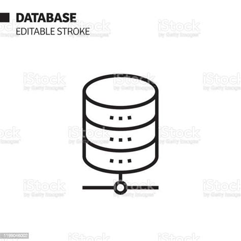 데이터베이스 선 아이콘 윤곽선 벡터 기호 그림 픽셀 완벽 편집 스트로크 데이터베이스에 대한 스톡 벡터 아트 및 기타 이미지