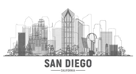 Premium Vector San Diego California United States Line City Skyline