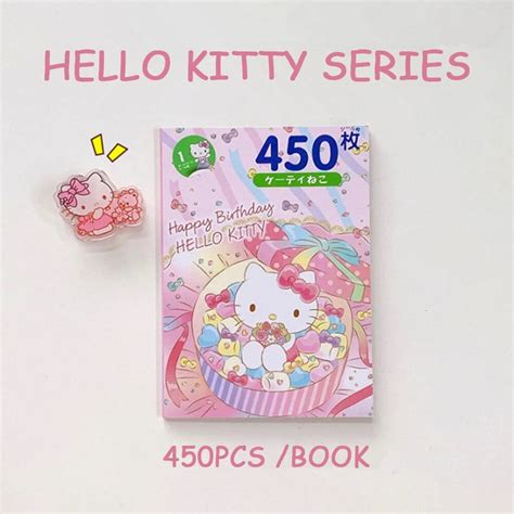 Dmh 450pcs Sanrio Kuromi Hello Kitty Sticker Book My Melody Goo Card Cartoon Kawaii Sticker Hand