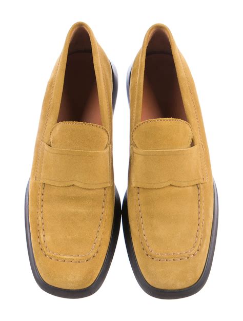 Tods Suede Square Toe Loafers Shoes Tod43433 The Realreal