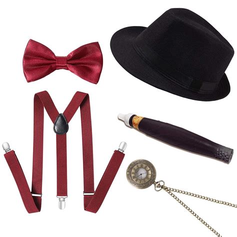 S Mens Gatsby Gangster Costume Accessories Set Roaring S Flapper