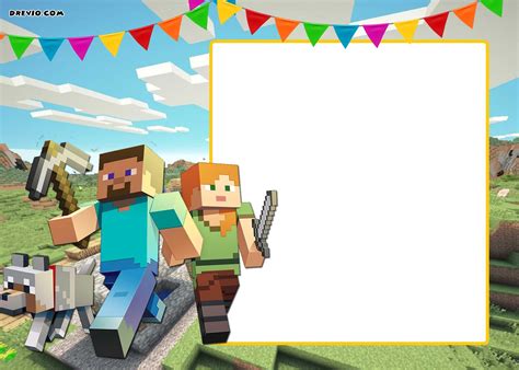 Free Printable Minecraft Birthday Invitation Template Update