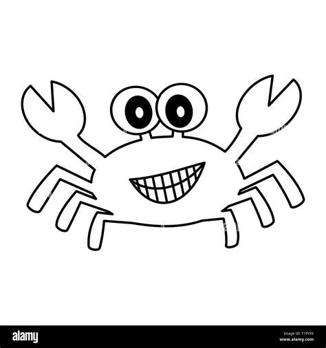 Cute Cartoon Black And White Crab Vector Illustration For Coloring Art