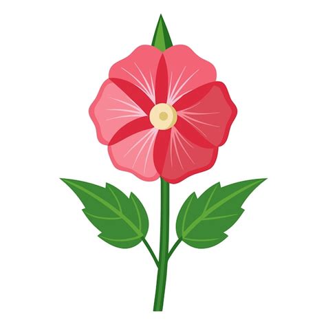 Hollyhock Flower Minimal Design Vector Illustration Premium Ai