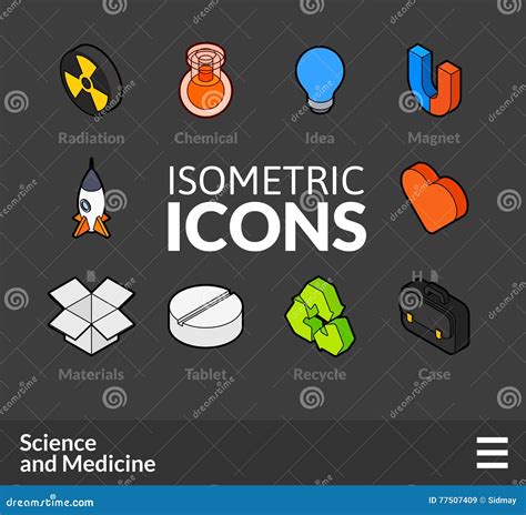 Isometric Outline Icons Set Stock Vector Illustration Of Cure