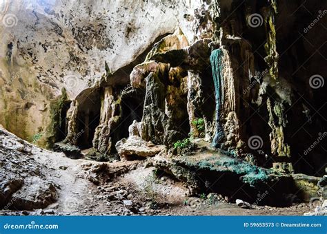 Stalagmites Stalactites In The Cave In Krabi Thailand Stock Image