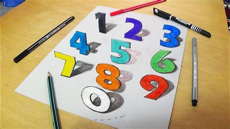 Drawing And Coloring 3D Numbers Trick Art Illusion By Vamos YouTube