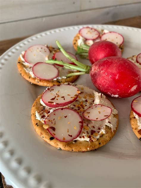 Cream Cheese on Crackers Appetizer Recipe with Boursin and Radishes