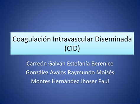 Coagulación intravascular diseminada CID PPT