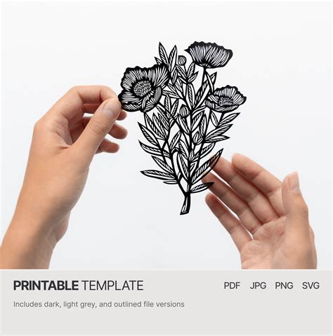 Mohnblumen Pdf Svg Papercut Vorlage Etsy De