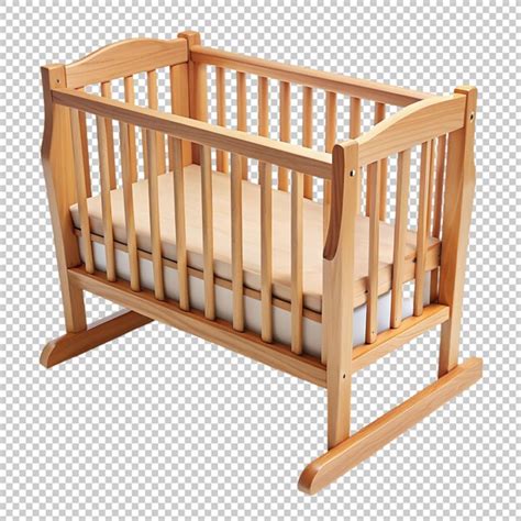 Wooden Baby Cradle Isolated On Transparent Background Premium AI