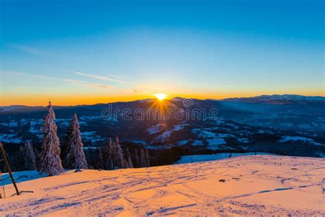 Winter Landscape in the Carpathian Mountains, Romania Stock Photo ...