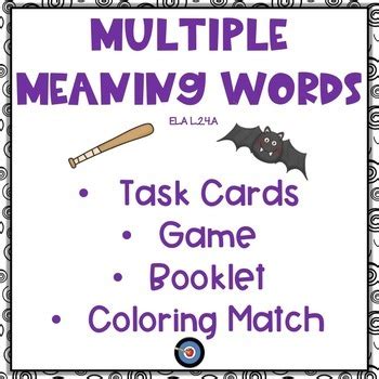 Multiple Meaning Word Task Cards And Activities By Adams Achievers