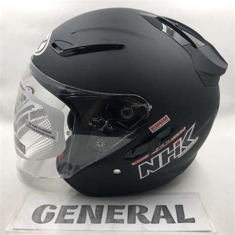 Jual Helm NHK R1 Solid Black Doff Hitam Dop Double Visor Half Face Di