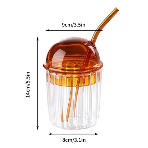 Sale Clearance Cute Drinking Glasses With Glass Dome Lid And Straw Reusable Wide Mouth