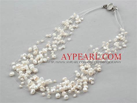 Multi Layer White Freshwater Pearl Bridal Necklace