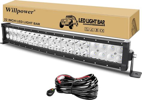 Willpower 22 Inch 120W Curved LED Light Bar Double Row Spot Flood Combo