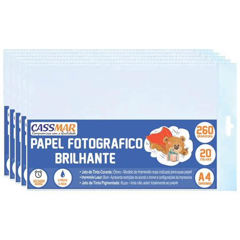 Papel Fotogr Fico Brilhante G Cassmar Fls