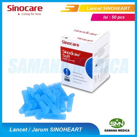 Jual Jarum Lancet Soft Twist Sinocare 28G Isi 50 Buah Jarum Sinoheart