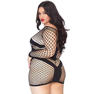 Amazon Leg Avenue Women S Sexy Diamond Black Fishnet Mini Dress Lingerie One Size Plus
