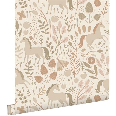 Estahome Behang Unicorns Beige En Terracotta Roze X M