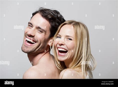 Couple Embracing Each Other Smiling Portrait Stock Photo Alamy