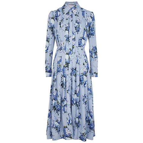 Buy Emilia Wickstead Anatola Floral Print Pleated Midi Dress Blue