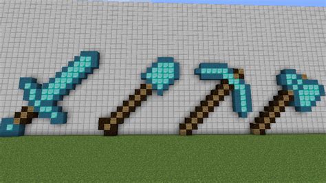 Minecraft Diamond Shovel Pixel Art