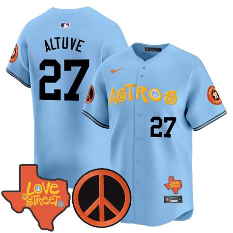 Men 2024 Mlb Houston Astros 27 Altuve Blue Stitched Jerseys Cheap