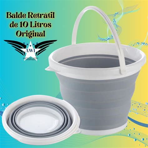 Balde De Silicone Dobr Vel Retr Til Litros Compacto Multiuso Para