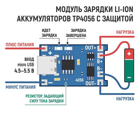 Модуль заряда Li-ION аккумуляторов TP4056 с разъемом micro USB - La ...