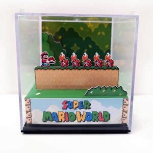 Super Mario World Diorama Cube Video Game Room Decoration Snes Etsy