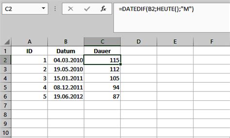 Datedif Excel Unterschied Zwischen Datumsangaben Berechnen Ionos