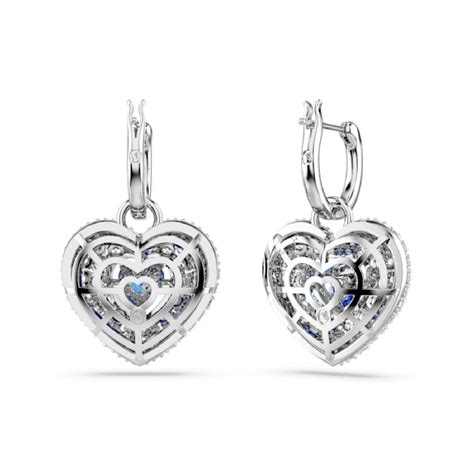 Boucles Oreilles Swarovski Hyperbola Heart 5680392 Bleuargent 3 Suisses