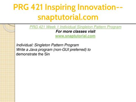 PPT PRG 421 Inspiring Innovation Snaptutorial PowerPoint