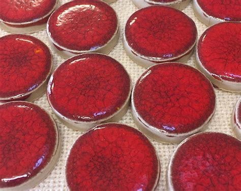 Deep Red Ceramic Circles For Mosaic 20 Pieces Etsy