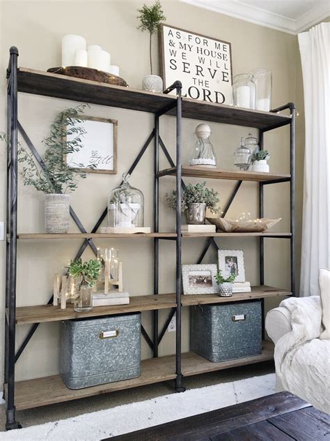 Simplified Shelves Industrial Shelves Farm House Living Room