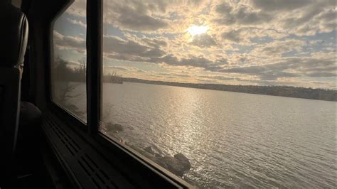 Sunset On The Hudson River Compliments Of Amtraks Lake Shore Limited Heading For New York City