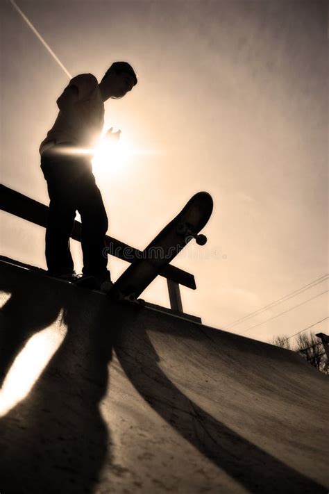 Skateboarder Silhouette Stock Photo Image Of Halfpipe