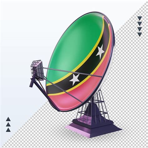 Premium PSD 3d Satellite St Kitts And Nevis Flag Rendering Right View