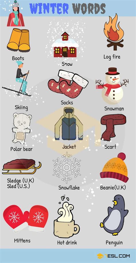 English Is Funtastic Winter Words Infographic