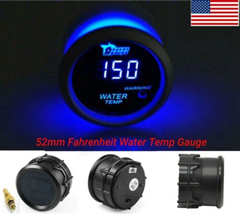 Fahrenheit 248F 104F 2 52mm Blue Digital LED Water Temp Gauge With