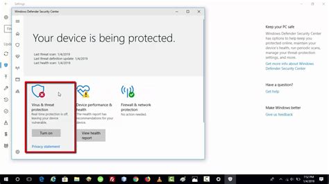 How To Turn On Or Enable Windows Defender In Windows 10 Youtube