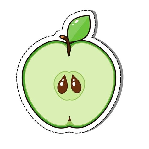 Green apple sticker isolated on a white background, vector illustration ...