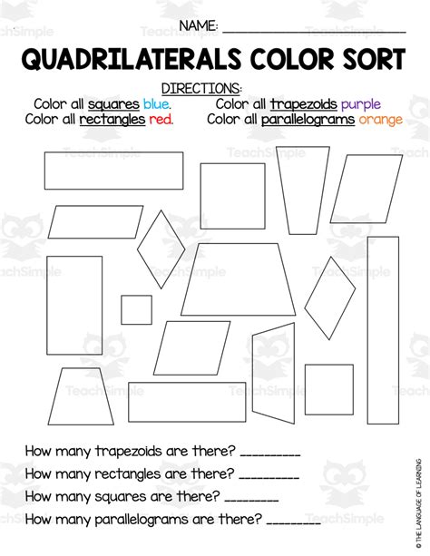 Classifying Quadrilaterals Worksheet 5th Grade