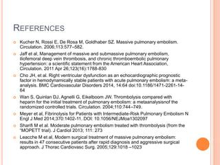 Management Options In Massive And Submassive Pulmonary Embolus PPT