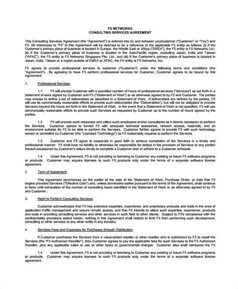 FREE 9 Sample Consulting Service Agreement Templates In MS Word PDF