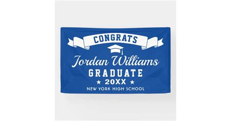 Modern Navy Blue Graduation Class Of 2021 Party Banner Zazzle