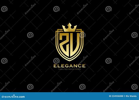 Initial Zu Elegant Luxury Monogram Logo Or Badge Template With Scrolls