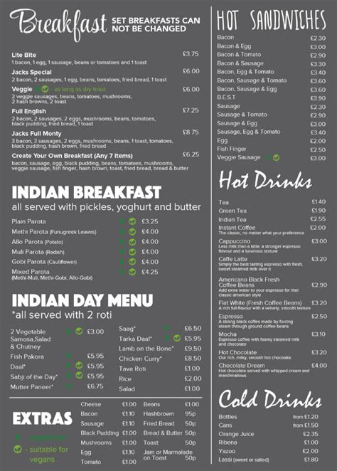 Jacks Cafe Wolverhampton S Full Menu Online